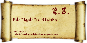 Mátyás Bianka névjegykártya